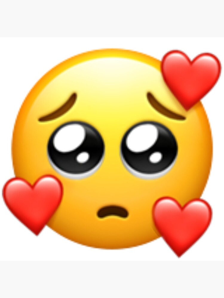 cute pleading emoji with hearts\
