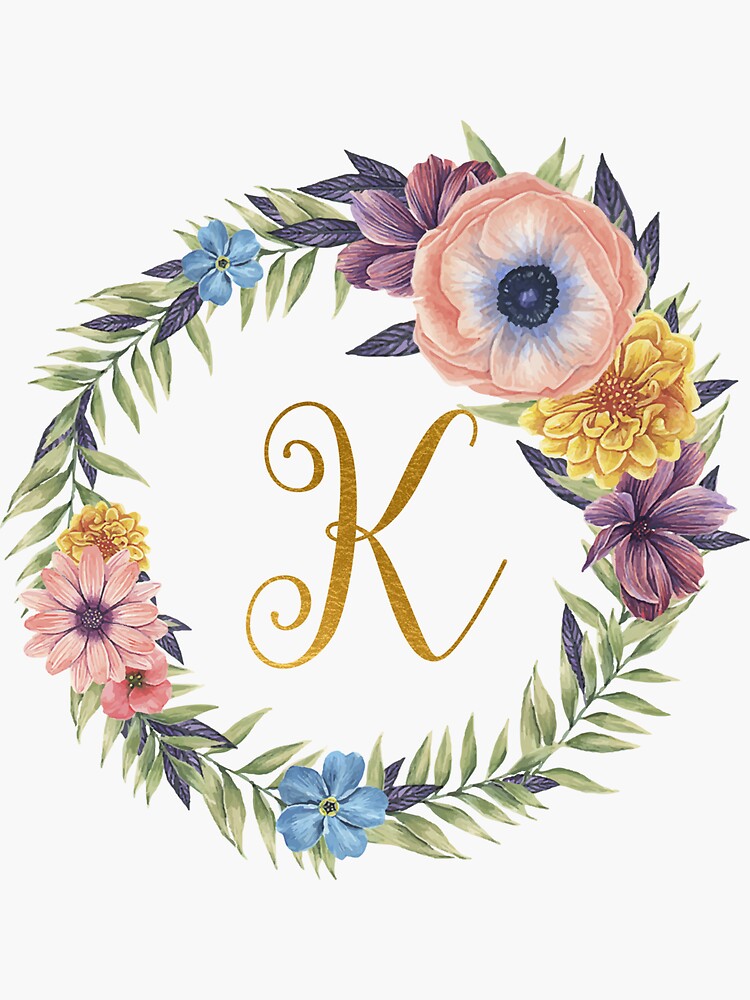 Floral Monogram V Sticker for Sale by MaPetiteFleur