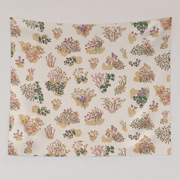 Item preview, Traditional Japanese Vintage Cream Floral - Nanakusa The Seven Grasses of Autumn designed and sold by Charredsky.