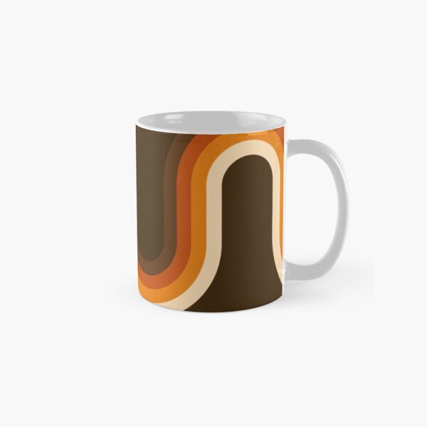 70s Pattern Orange and Brown Waves Classic Mug