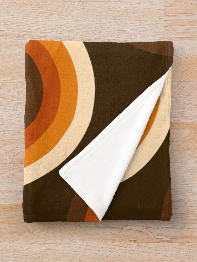 Alternate view of 70s Pattern Orange and Brown Waves Throw Blanket