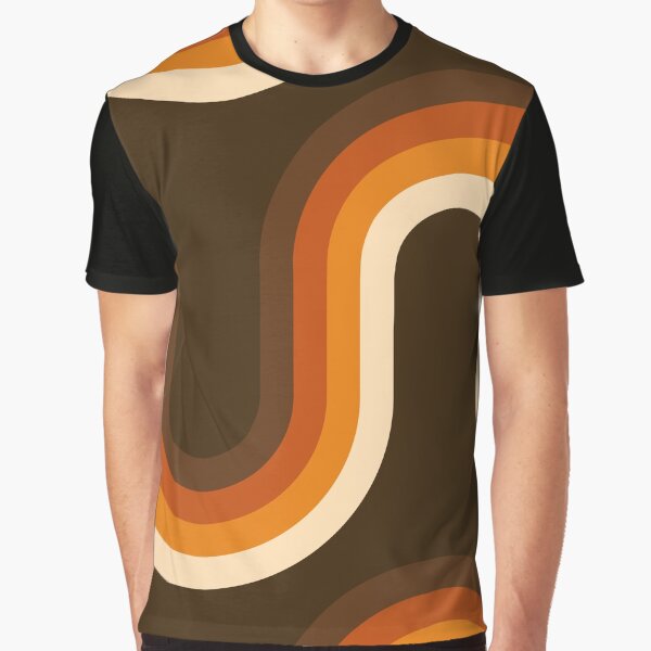 70s Pattern Orange and Brown Waves Graphic T-Shirt