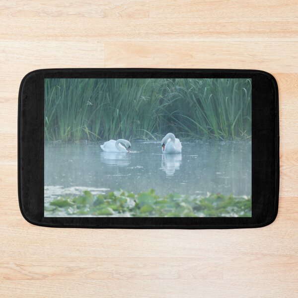 Item preview, Two white swans on the morning lake designed and sold by steppeland.