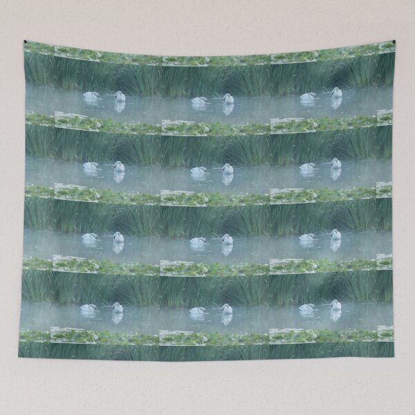 Item preview, Two white swans on the morning lake designed and sold by steppeland.