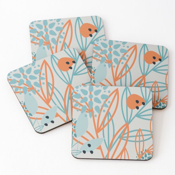 Item preview, orange and teal abstract floral designed and sold by Julia Santos.