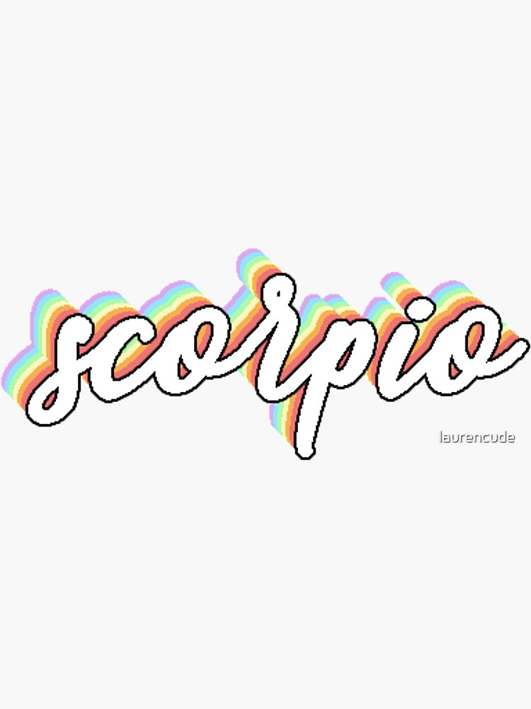 Rainbow Cursive Scorpio Zodiac Sign Vsco Sticker Sticker For Sale By