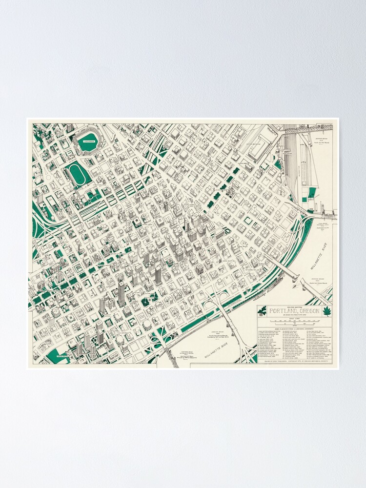 Retro Map Of Portland Oregon Poster By Gin Nek Shop Redbubble