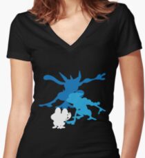 Froakie Frogadier Greninja Women's Fitted V-Neck T-Shirt