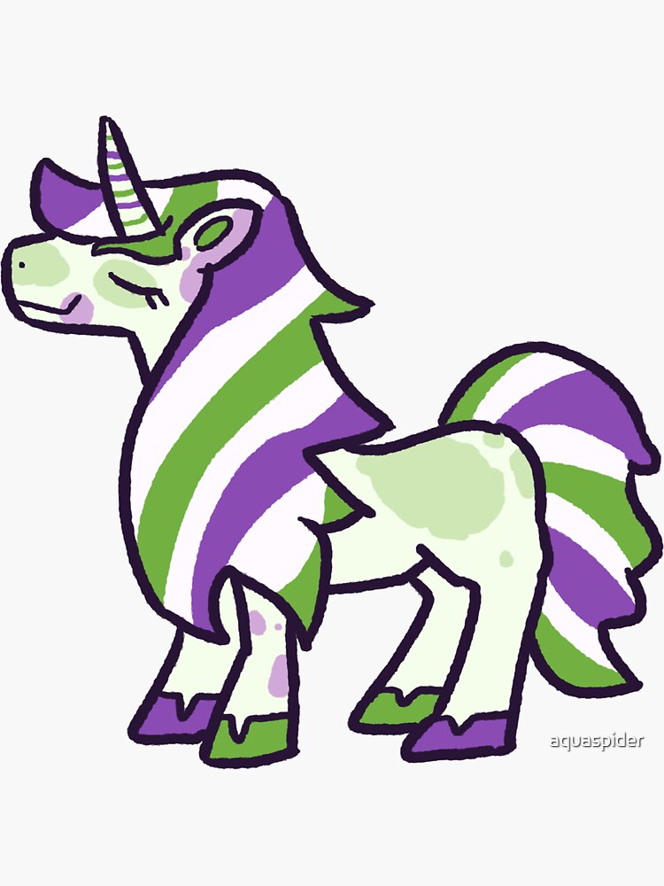 Pride Unicorn Genderqueer Sticker For Sale By Aquaspider Redbubble 0722