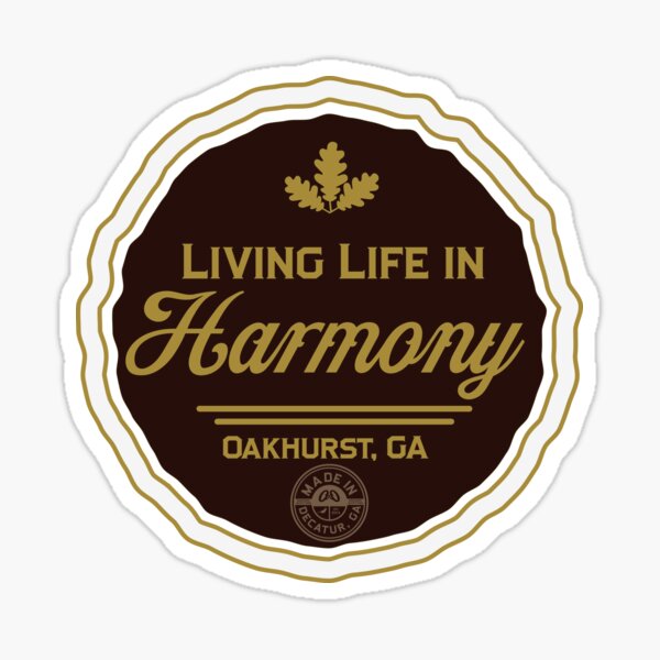 Living Life in Harmony, Oakhurst Georgia - Chilling in the woods with friends and a beer color Palette swag Sticker