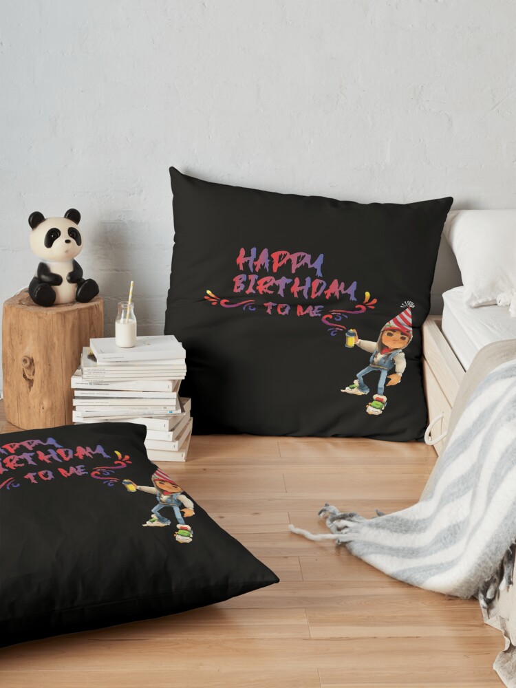 Alternate view of subway surfers Happy Birthday to me Floor Pillow