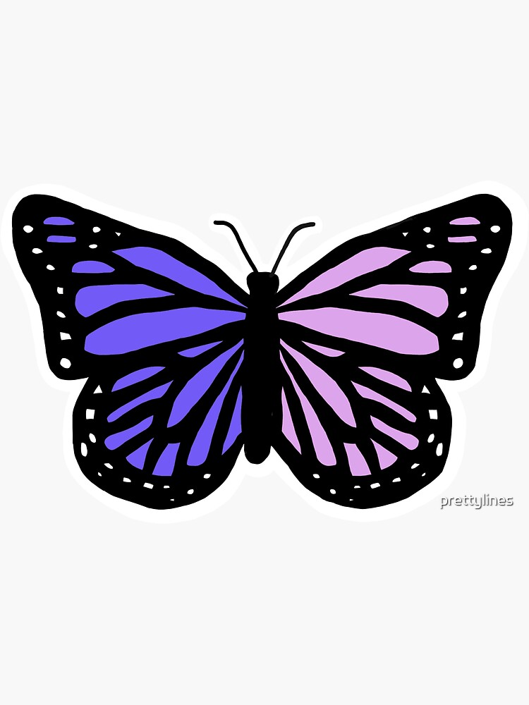 "Pink and Purple Butterfly" Sticker by prettylines Redbubble
