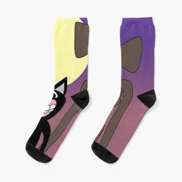 cartoon cat and siren head Chaussettes