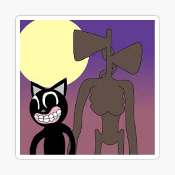 Cartoon Katze und Sirenen Kopf Sticker