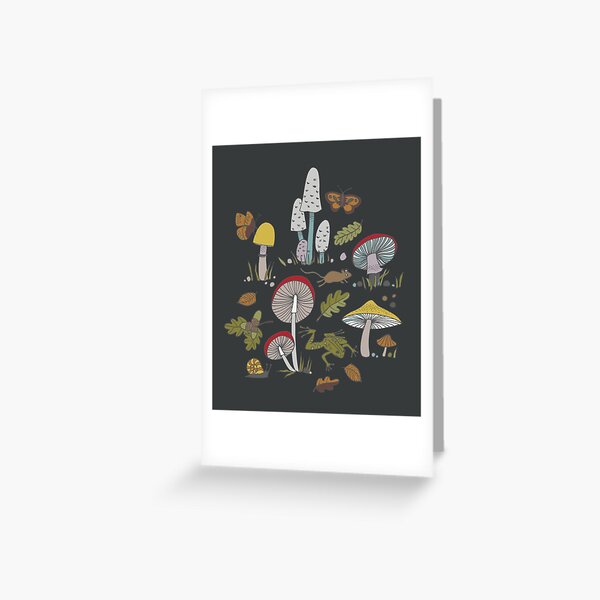 Forest Floor - fun fungus pattern by Cecca Designs Greeting Card