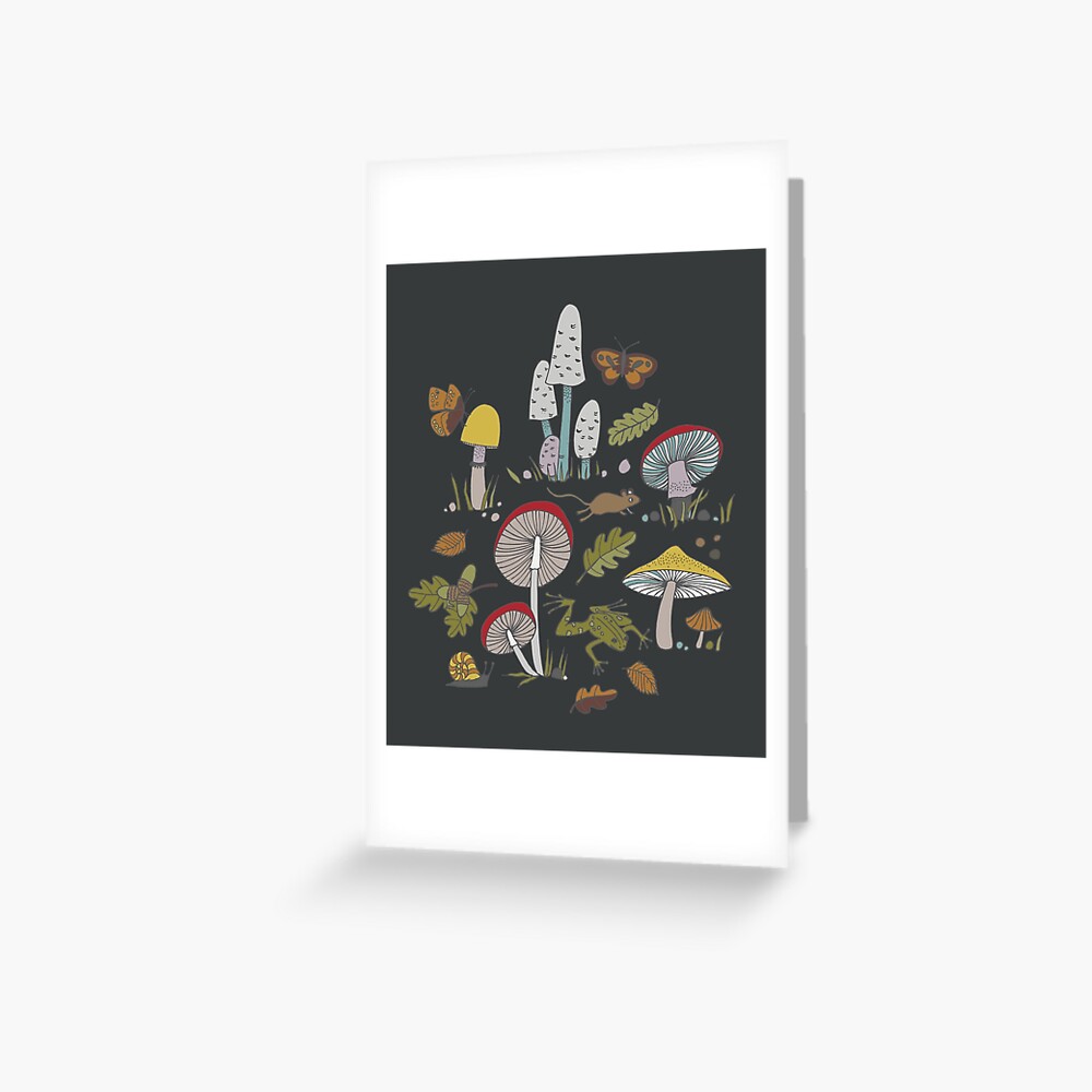 Forest Floor - fun fungus pattern by Cecca Designs Greeting Card