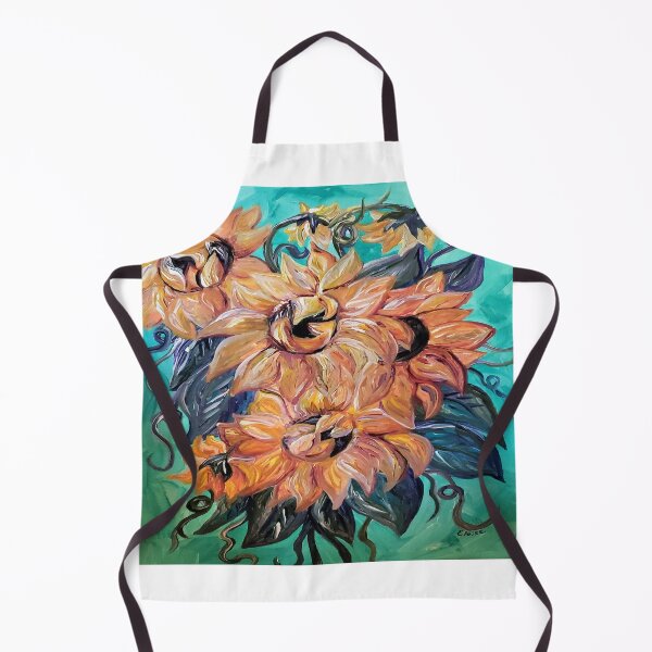 Item preview, Sunflowers on a Teal and Blue Background designed and sold by EloiseArt.