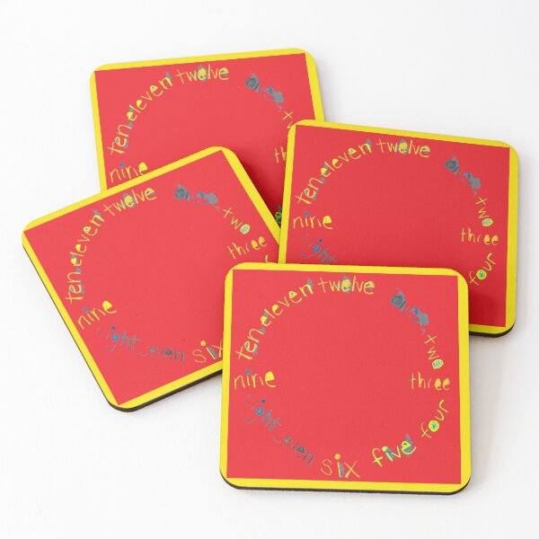 Item preview, Red O'Clock with Numbers, watercolor in red blue lime green yellow designed and sold by djrunnels.