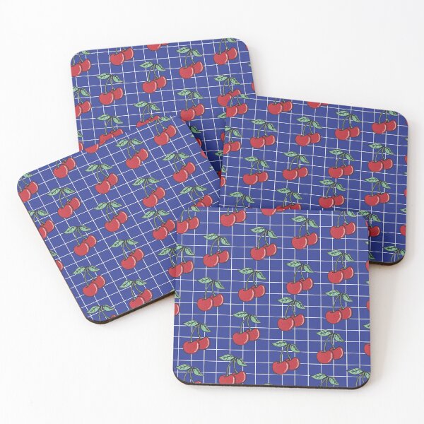 Item preview, blue grid cherries  designed and sold by Jaclyn's Stickers & Designs.