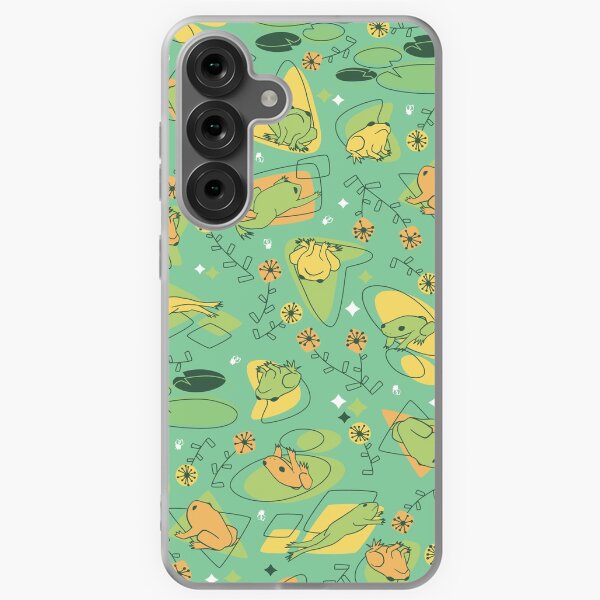 Item preview, Mid Century Nostalgic Frogs Pattern Lagoon Blue designed and sold by AngieHursh.