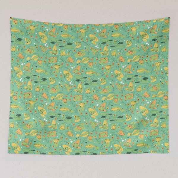 Item preview, Mid Century Nostalgic Frogs Pattern Lagoon Blue designed and sold by AngieHursh.
