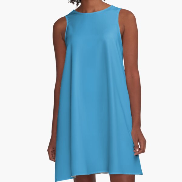 Steel Blue Color A-Line Dress