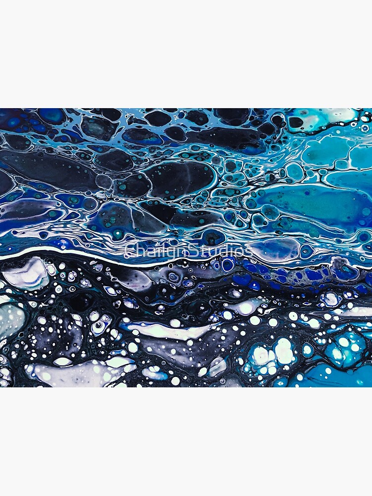 "Fluid Art Blue Microscopic Cells" Photographic Print by ChailynStudios