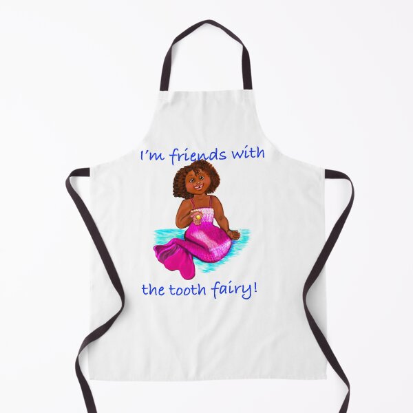 Item preview, Little Magical rainbow mermaid - I’m friends with the tooth fairy - brown eyes, Afro hair in two puffs and caramel brown skin - light background designed and sold by Artonmytee.