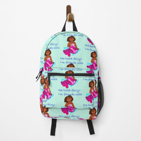 Item preview, Little Magical rainbow mermaid - I’m friends with the tooth fairy - brown eyes, Afro hair in two puffs and caramel brown skin - light background designed and sold by Artonmytee.