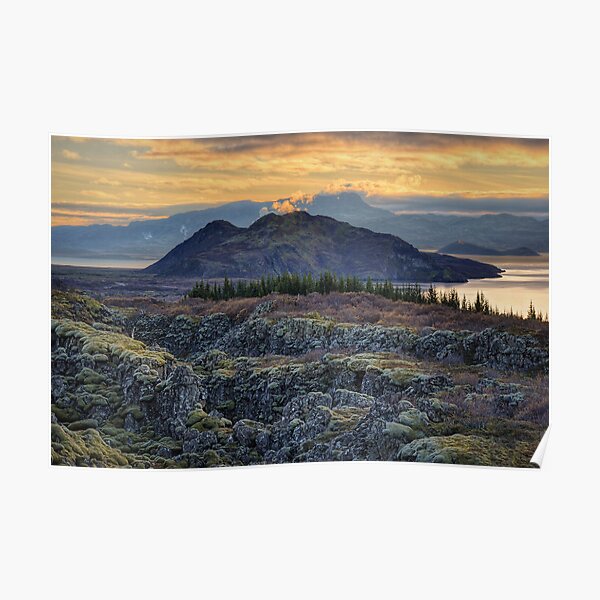 Sunset in Thingvellir Poster