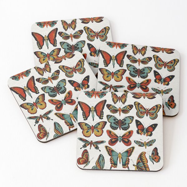 Item preview, Butterflies traditional tattoo flash designed and sold by Ceci Tattoos.