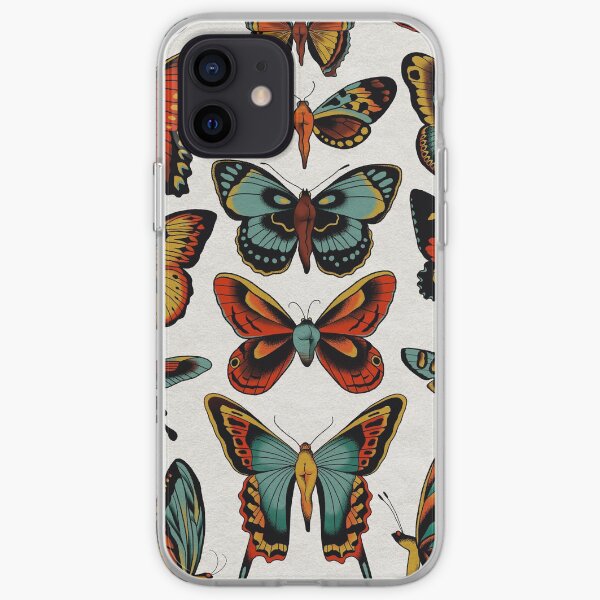 Butterflies traditional tattoo flash iPhone Soft Case