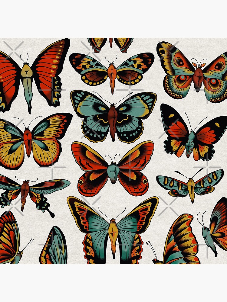 Butterflies traditional tattoo flash by ceciliagranata
