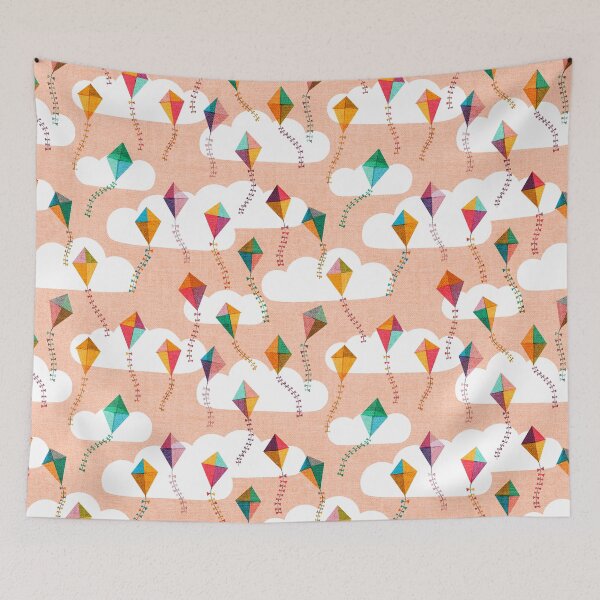 Item preview, Flying Kites {Peach} Morning Sky and Clouds designed and sold by Cecilia Mok.