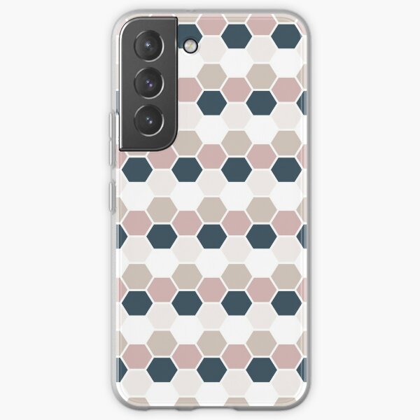 Hexagon hex Geometric Pattern  Blush Pink Navy Samsung Galaxy Soft Case