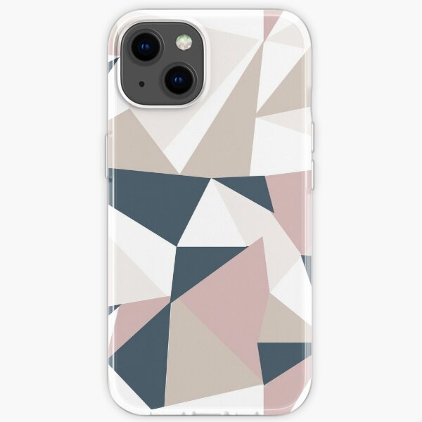  Geometric Pattern Triangle Blush Pink Navy iPhone Soft Case