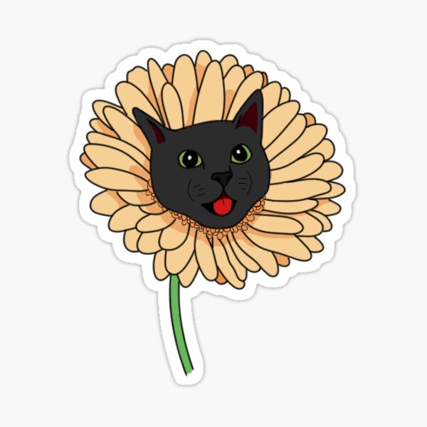 Yellow Daisy Cat Sticker