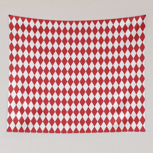 Item preview, Flame Scarlet Red and White Diamond Pattern designed and sold by BleuSky.