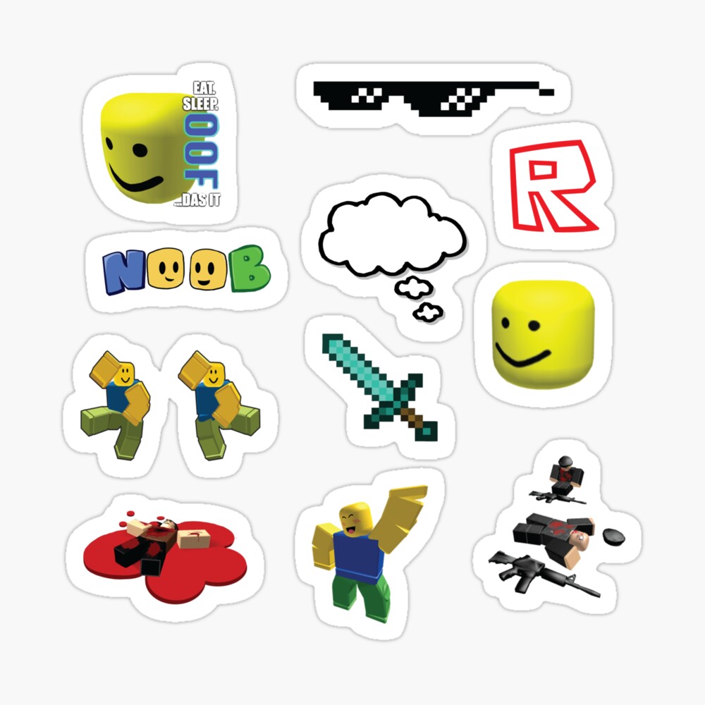 Roblox Noob Sticker Pack Kids T Shirt By Stinkpad Redbubble - noob with shades roblox