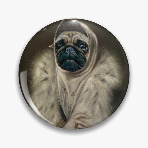 Item preview, Fur Pug Dog Lady Funny Caricature designed and sold by MOKA META.