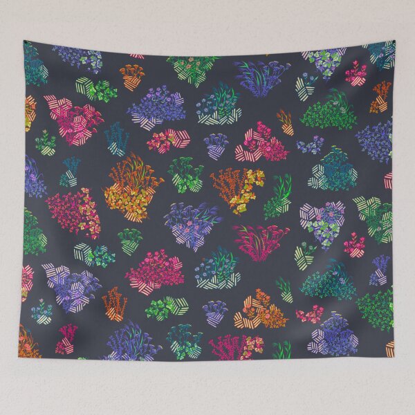 Item preview, Vintage Neon Rainbow Grey Floral - Nanakusa The Seven Grasses of Autumn designed and sold by Charredsky.