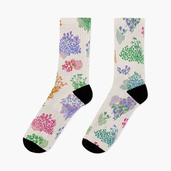 Item preview, Vintage Neon Rainbow Cream Floral - Nanakusa The Seven Grasses of Autumn designed and sold by Charredsky.