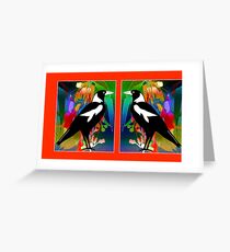 Tarjeta de felicitación Stained Glass Magpies