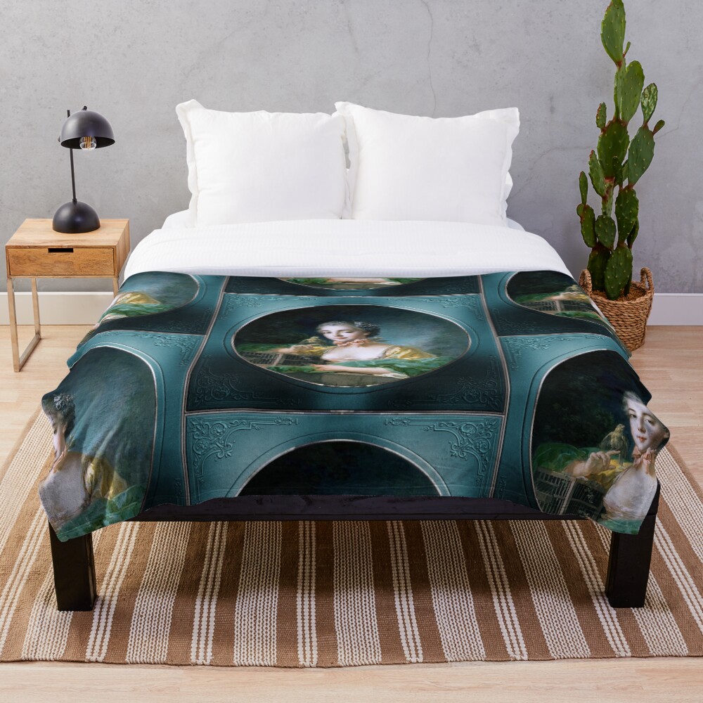 Portrait Of Madame Badouin, The Artist's Daughter by François Boucher Decorative Art Print Throw Blanket