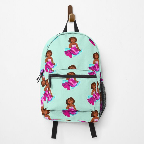 Item preview, mermaid holding a pearl, Afro hair in two puffs and brown skin - light background designed and sold by Artonmytee.