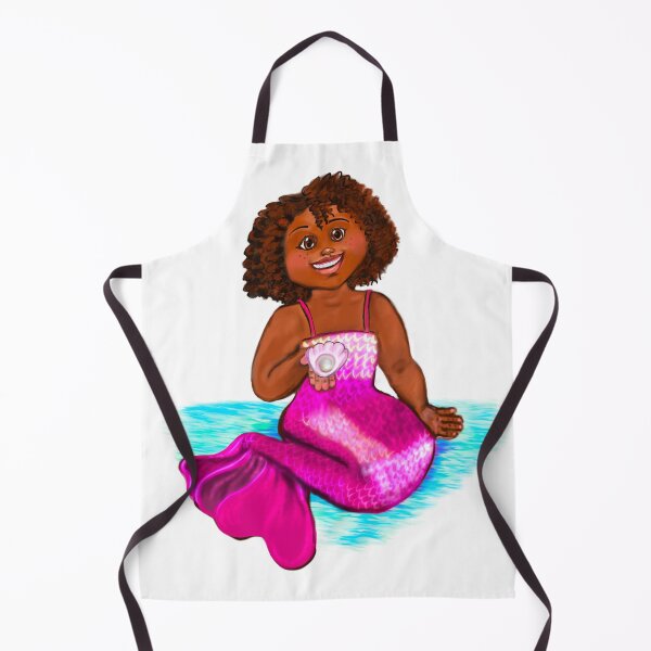 Item preview, mermaid holding a pearl, Afro hair in two puffs and brown skin - light background designed and sold by Artonmytee.