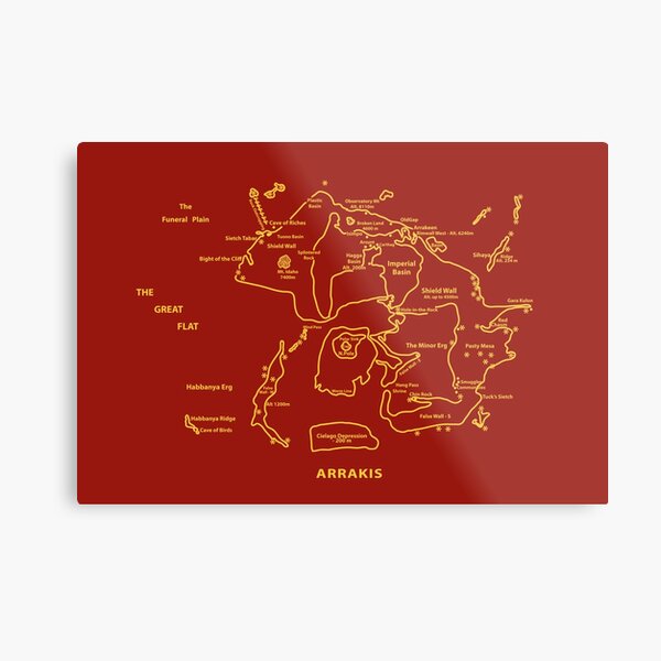 Aperçu de l'œuvre Carte Arrakis Jaune - Dune créée et vendue par Harry Hayes-Holden.