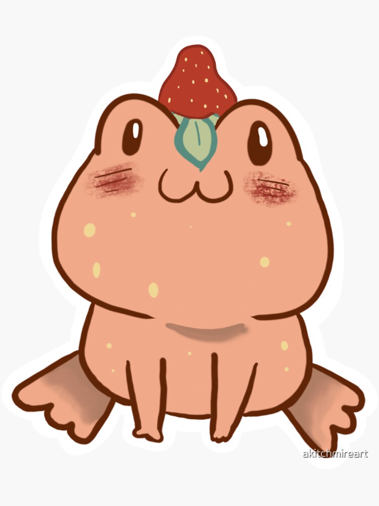 "Strawberry Frog Cartoon " Sticker for Sale by akitchmireart Redbubble