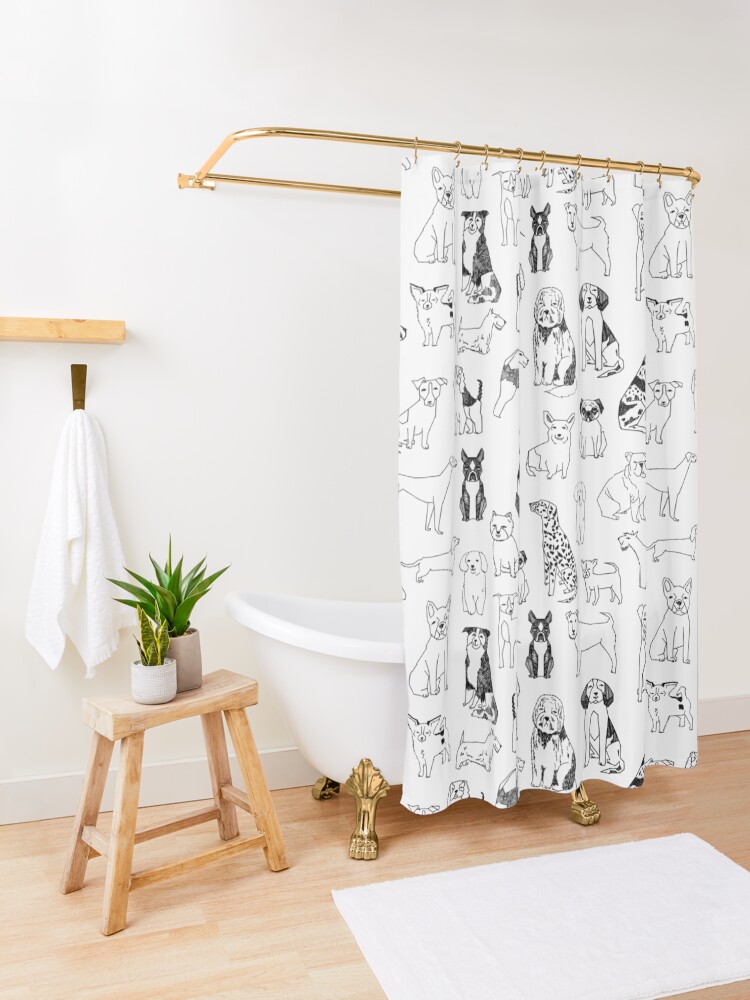 Alternate view of Dogs Dogs Dogs - White background Shower Curtain