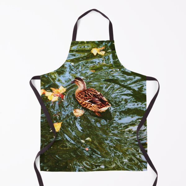 Item preview, Duck swimming in autumn among fallen leaves designed and sold by Anna Lemos.